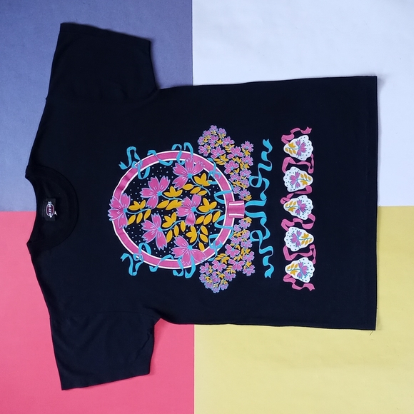 Vintage 1980s Floral Big Prints WILLY-DEE Made In USA T-Shirt